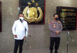 Jumpa pers Kapolri Jenderal Listyo Sigit Prabowo dan Menpora Zainudin Amali. (Adhyasta Dirgantara/detikcom)