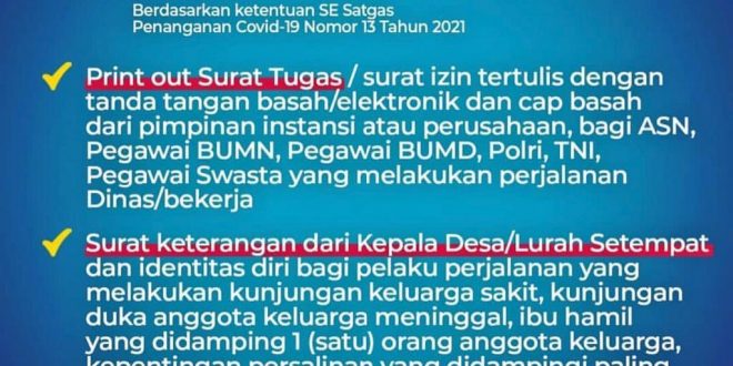 Non Mudik Diperbolehkan Melitas Dengan Persyaratan