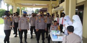 Puluhan Personil Polres Banyuasin Jalani Tes Swab Antigen