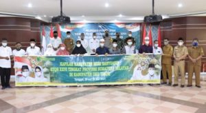 Sekretaris Daerah (Sekda) Muba, Drs. H. Apriyadi, M.Si., melepas para Kafilah Seleksi Tilawatil Qur’an Hadist (STQH) Kabupaten Muba yang akan mengikuti STQH ke 26 tingkat Sumatera Selatan (Sumsel) tahun 2021 di Kabupaten OKU Timur.