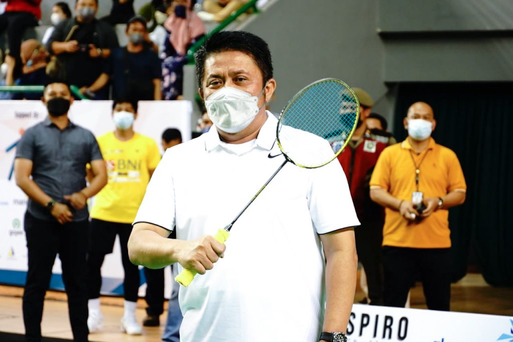 Gubernur Sumsel H. Herman Deru bersama Ketua Umum PBSI Agung Firman Sampurna membuka secara langsung BNI Executive Badminton Tournament Persatuan Bulutangkis Seluruh Indonesia (PBSI) Sumsel Tahun 2021 di GOR Dempo JSC