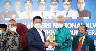 Herman Deru saat menghadiri puncak peringatan Hari Pers Nasional (HPN) XLVII dan HUT PWI Tingkat Provinsi Sumsel yang digelar di Kabupaten Banyuasin Tahun 2021, di Gedung Pemkab Banyuasin