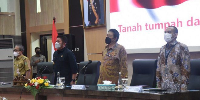 Gubernur Sumsel H. Herman Deru menghadiri kegiatan monitoring dan evaluasi pelaksanaan program pencegahan korupsi terintegrasi 2021. (Foto : Humas Prov. Sumsel)
