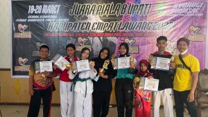 Atlet Taekwondo Kabupaten Banyuasin berhasil mendapatkan 6 Medali Emas dan 1 Medali Perungg pada Bupati Empat Lawang Cup yang digelar tanggal 18-20 Maret 2022. (foto : SMSI Sumsel)