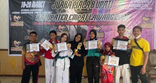 Atlet Taekwondo Kabupaten Banyuasin berhasil mendapatkan 6 Medali Emas dan 1 Medali Perungg pada Bupati Empat Lawang Cup yang digelar tanggal 18-20 Maret 2022. (foto : SMSI Sumsel)