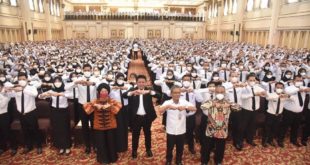 saat menyampaikan arahan saat meresmikan CASN dan P3K di lingkungan Pemprov Sumsel yang dilaksanakan di The Sultan Convention Center, pada hari Rabu (25/5) pagi. (Foto : Humas Prov. Sumsel)