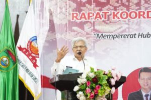 Rapat Koordinasi (Rakor) Forum Komunikasi Mahasiswa dan Pemuda Daerah (FKMD) Sumsel, sekaligus juga silaturahmi akbar, bertempat di Ballroom Hotel Swarna Dwipa Palembang,pada hari Rabu (15/6) siang. (Foto : Humas Prov. Sumsel)