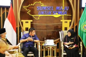 Gubernur Sumsel, Herman Deru, menerima audiensi Rektor Universitas Tridinanti Palembang dan rombongan pada hari Senin tanggal 13 Juni 2022. (foto : Humas Pemprov Sumsel)