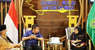Gubernur Sumsel, Herman Deru, menerima audiensi Rektor Universitas Tridinanti Palembang dan rombongan pada hari Senin tanggal 13 Juni 2022. (foto : Humas Pemprov Sumsel)