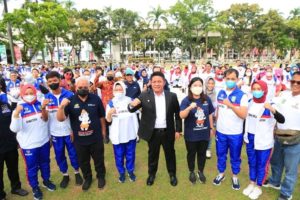 Dari catatan situs resmi informasi FORNAS VI, pada hari Rabu (6/7) pukul 21.00 WIB, secara keseluruhan kontingen Sumsel telah mengantongi total 305 medali. Masing-masing medali tersebut yakni 81 medali emas, 112 medali perak dan 112 medali perunggu.. (Foto : Humas Prov. Sumsel)