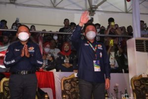 Hari ketiga pelaksanaan Festival Olahraga Rekreasi Masyarakat Nasional (FORNAS) VI Tahun 2021 Sumsel 2022, pada hari Minggu (3/7) malam. (Foto : Humas Prov. Sumsel)