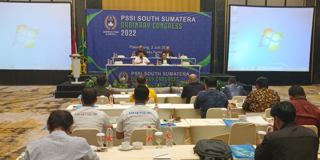 Suasana Kongres Biasa dalam rangka tahapan pemilihan Ketua PSSI Sumsel. (foto : SMSI Sumsel)