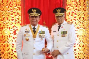 peringatan detik-detik proklamasi yang dipusatkan di Griya Agung Palembang, pada hari Rabu (17/8) dipimpin langsung oleh Gubernur Sumsel H. Herman Deru sebagai Inspektur Upacara (Irup). (Foto : Humas Prov. Sumsel)