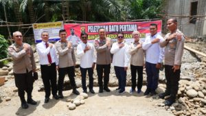 peletakan batu pertama (groundbreaking) pembangunan Gedung Barang Bukti Polres Lahat pada Senin (5/9).