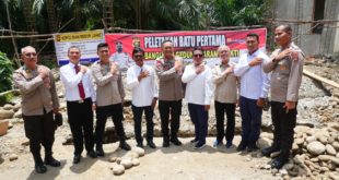peletakan batu pertama (groundbreaking) pembangunan Gedung Barang Bukti Polres Lahat pada Senin (5/9).