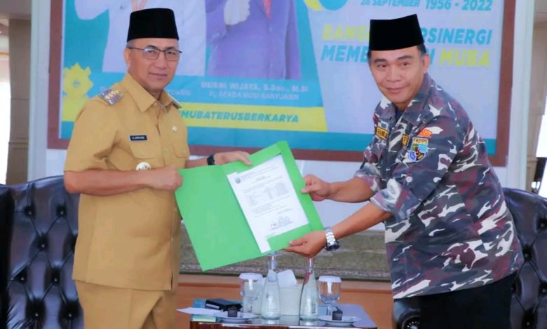 Pj Bupati Muba yang telah menerima kehadiran dari pengurus KB FKPPI Provinsi Sumsel (Foto:Pemkab Muba)