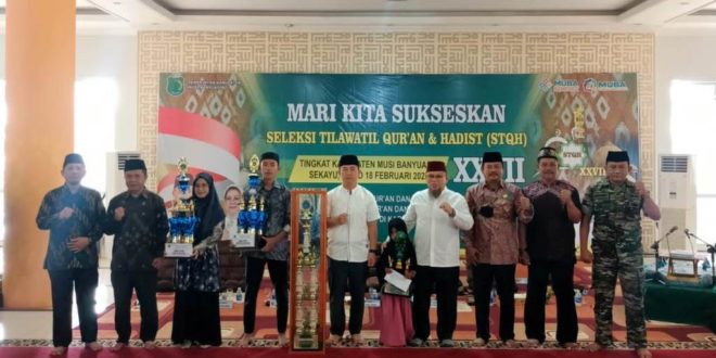 Penutupan secara resmi STQH XXVII, yang di hadiri oleh Pj. Bupati Musi Banyuasin H. Apriyadi Mahmud, melalui Asisten Pemerintahan dan Kesejahteraan Rakyat Setda Muba H. Yudi Herzandi, SH MH, Sabtu (18/2/2023). (Foto : Humas Pemkab MUBA)