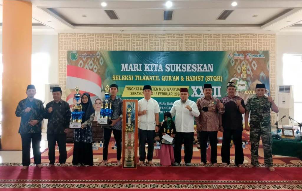 Penutupan secara resmi STQH XXVII, yang di hadiri oleh Pj. Bupati Musi Banyuasin H. Apriyadi Mahmud, melalui Asisten Pemerintahan dan Kesejahteraan Rakyat Setda Muba H. Yudi Herzandi, SH MH, Sabtu (18/2/2023). (Foto : Humas Pemkab MUBA)