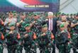upacara militer yang dipimpin langsung oleh Panglima TNI, Laksamana TNI H. Yudo Margono bertempat di Pelabuhan Boom Baru Palembang, Jumat (24/3) pagi. (Foto : Humas Prov. Sumsel)