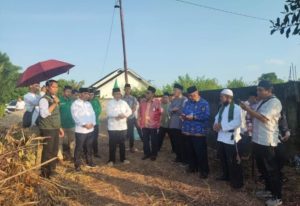 peletakan batu pertama kantor PCNU Kota Palembang di Perumahan Citra Grand City Kecamatan Alang-Alang Lebar Kelurahan Talang Kelapa Palembang, Senin (22/5/2023).