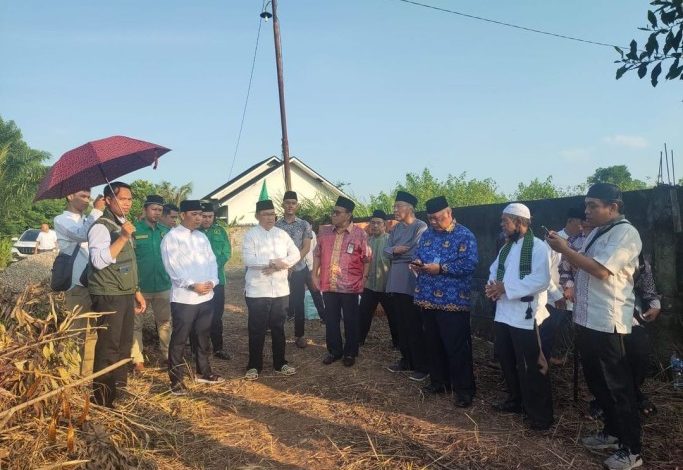 peletakan batu pertama kantor PCNU Kota Palembang di Perumahan Citra Grand City Kecamatan Alang-Alang Lebar Kelurahan Talang Kelapa Palembang, Senin (22/5/2023).