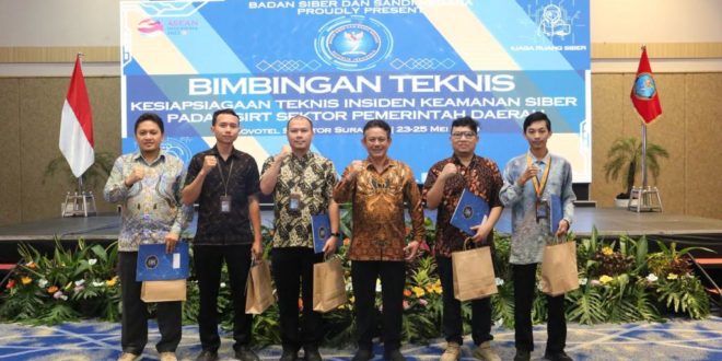Bimbingan Teknis Kesiap siagaan Teknis Insiden Keamanan Siber pada CSIRT Sektor Pemerintah Daerah" ini diikuti 80 pemerintah daerah yang berlangsung di Ballroom Novotel Samator, Surabaya, Jawa Timur pada Rabu (24/5/2023).