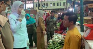 Wakil Walikota (Wawako) Palembang Fitrianti Agustinda melakukan inspeksi mendadak (Sidak) di pasar tradisional, Selasa (6/6/2023).