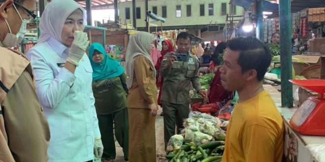 Wakil Walikota (Wawako) Palembang Fitrianti Agustinda melakukan inspeksi mendadak (Sidak) di pasar tradisional, Selasa (6/6/2023).