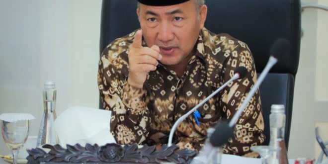 Pj Bupati Apriyadi saat Rapat Persiapan Penyusunan Rancangan Perubahan RKPD Kabupaten Musi Banyuasin Tahun 2023, Jumat (16/6/2023).