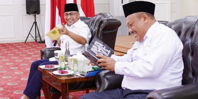 KH Anas Rifai bersama Ketua Universitas Nahdlatul Ulama (NU) Ustadz Mahmud menemui Pj Bupati Apriyadi Mahmud, Rabu (7/6/2023) di Guest House Rumah Dinas Bupati Muba.