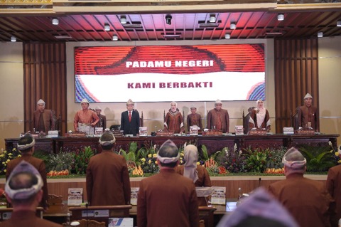 Suasana Rapat Paripurna Istimewa Peringatan Hari Jadi ke 77 Tahun Provinsi Sumatera Selatan di Gedung DPRD Sumsel pada hari Senin tanggal 15 Mei 2023.