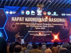 Pelaksanaan Program Penguatan Pemerintahan dan Pembangunan Desa (P3PD) Tahun Anggaran 2023, di Hotel Grand Sahid Jaya, Jl. Jenderal Sudirman No.86, Jakarta Pusat, Selasa (11/7/2023).