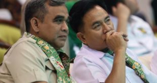 Sekretaris Jenderal (Sekjen) Partai Gerakan Indonesia Raya (Gerindra), Ahmad Muzani, menghadiri konsolidasi serta deklarasi dukungan dari Partai Bulan Bintang (PBB) kepada Prabowo Subianto di DBL Arena, Surabaya, Jawa Timur, pada hari Minggu tanggal 3 September 2023. (foto : SMSI Sumsel)