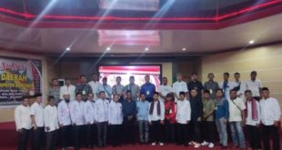 Foto bersama peserta Musyawarah Daerah (Musda) Ikatan Keluarga Minang (IKM) Kabupaten Banyuasin yang digelar pada 2 September 2023 di Ruang Auditorium Pemerintah Kabupaten Banyuasin. (foto : SMSI Sumsel)