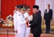 Pelantikan yang digelar di Griya Agung Palembang, Senin (18/9)
