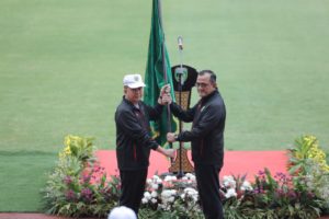 Penjabat (Pj) Gubernur Sumatera Selatan Agus Fatoni melepas Kontingen Pekan Olahraga Wilayah (PORWIL) XI Sumatera Tahun 2023 . Pelepasan dilaksanakan di Jakabaring Sport City, Kamis (2/11/2023).
