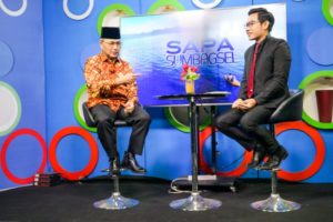 Pj. Bupati Musi Banyuasin H. Apriyadi Mahmud menjadi narasumber dalam Program Sapa Sumbagsel berlangsung di Gedung Graha Tribun Studio 1 Lt.4 , Kamis, 19/10/2023.