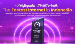 MyRepublic telah dinobatkan sebagai penyedia Internet Tercepat di Indonesia untuk kuartal ketiga dan keempat tahun 2023, yang diberikan oleh Speedtest Awards™ oleh Ookla®