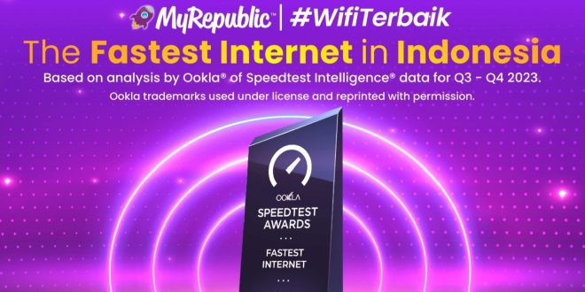 MyRepublic telah dinobatkan sebagai penyedia Internet Tercepat di Indonesia untuk kuartal ketiga dan keempat tahun 2023, yang diberikan oleh Speedtest Awards™ oleh Ookla®
