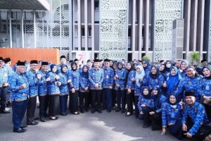 Apel Gabungan Pegwai Pemprov Sumsel di Halaman Kantor Gubernur Sumsel, Palembang, Sumatera Selatan, Senin (19/2/2024).