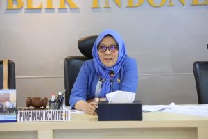 Wakil Ketua Komite II DPD RI, Aji Mirni Mawarni, dalam Rapat Dengar Pendapat Umum (RDPU) bersama Dirjen Kekayaan Intelektual Kementerian Hukum dan HAM (Min Usihen), Ketua Asosiasi Konsultan Hak Kekayaan Intelektual Indonesia (Suyud Margono), dan Pakar Hukum Universitas Indonesia (Ranggalawe Suryasaladin), di DPD RI, hari Selasa tanggal 19 Maret 2024.