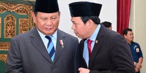 Wakil Ketua Dewan Perwakilan Daerah Republik Indonesia, Sultan B. Najamuddin, bersama Calon Presiden Republik Indonesia Nomor Urut 02, Prabowo Subianto.