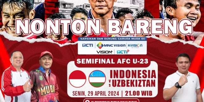 Pj Bupati Muba, mengungkapkan nobar ini, digelar demi melihat banyaknya antusias masyarakat yang ingin melihat pertandingan Tim Nasional Indonesia melawan Uzbekistan pada Senin (29/4/2024) malam.
