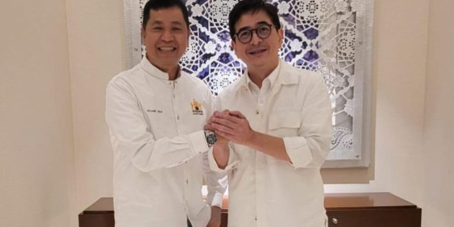 Ketua Kamar Dagang dan Industri Indonesia Provinsi Sumatera Selatan, H. Affandi Udji, bersama Ketua Kamar Dagang dan Industri Indonesia, Arsjad Rasyid.