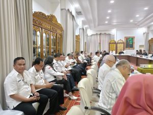"CNN Indonesia Award dari Bumi Sriwijaya Merangkai Masa Depan Nusantara" di ruang rapat Griya Agung Palembang, Rabu (12/6/2024).