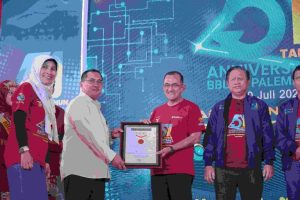 Edward saat menghadiri HUT BBLKM Palembang ke 51 bertempat di BBLKM Palembang, Selasa, (30/7/2024).
