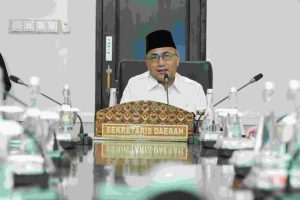 Sekretaris Daerah Apriyadi Mahmud dalam rangkaian Sosialisasi Persiapan Orientasi PPPK di Lingkungan Pemerintah Kabupaten Musi Banyuasin, Rabu (10/7/2024) secara virtual.