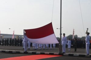 Upacara Pengibaran Bendera Merah Putih Hari Ulang Tahun (HUT) ke 79 Kemerdekaan Republik Indonesia tanggal 17 Agustus 2024 di Plaza Benteng Kuto Besak (BKB) Palembang