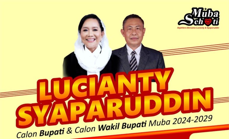 Hj. Lucianty dan Syaparuddin, Calon Bupati dan Calon Wakil Bupati Kabupaten Musi Banyuasin periode 2024-2029. (Musi News / Edi Triono)