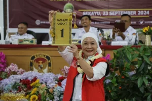 Calon Bupati Kabupaten Musi Banyuasin, Hj. Lucianty, mendapatkan nomor urut 1 pada Pemilihan Kepala Daerah yang bakal digelar tanggal 27 November 2024 mendatang (Detik Sumsel)